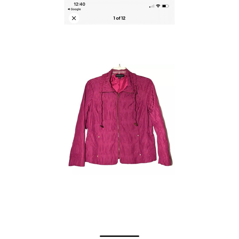 Monterey Bay Rose Pink Striped Nylon Blend Elastic Waist Zip Jacket Size 10 NWOT